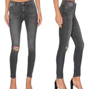 FRAME Grey Distressed Skinny Jeans Size 29